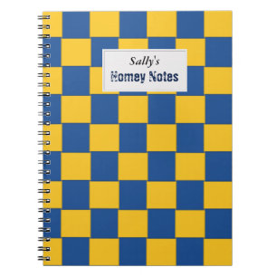 Caderno Espiral Azul tecido telhado e amarelo
