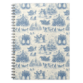Caderno Espiral Azul Toile Chinoiserie de Inverno