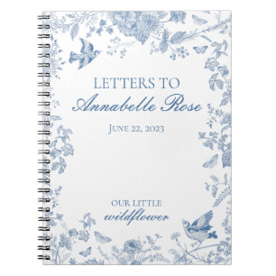 Caderno Espiral Azul Toile De Jouy Floral Cartas para a Menina de 