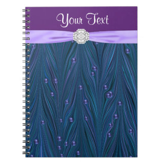 Caderno Espiral Azul Turquesa Pérolas de Pavão Rox
