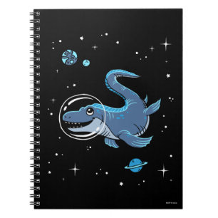Caderno Espiral Azul Tylosaurus Dinos No Espaço