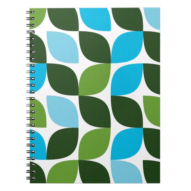 Caderno Espiral Azul, verde, legal, moda, abstrato da natureza mod (Frente)