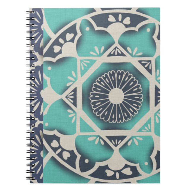 Caderno Espiral Azulejo Batik Azul II (Frente)
