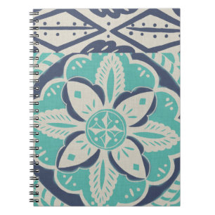 Caderno Espiral Azulejo Batik Azul IV