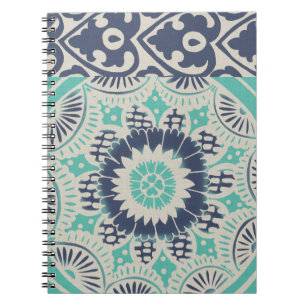 Caderno Espiral Azulejo de Batik Azul III