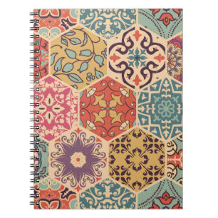 Caderno Espiral Azulejo de retalhos incolor com o Islã, Árabe