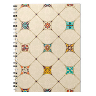 Caderno Espiral Azulejo de retalhos incolor com o Islã, Árabe