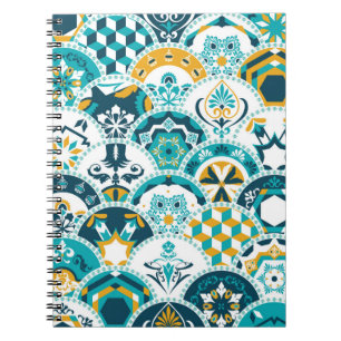 Caderno Espiral Azulejo geométrico de Lisboa Azulejo, português