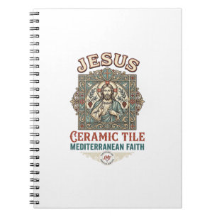 Caderno Espiral Azulejo Jesus Fé Mediterrânea Jesus Cerâmica