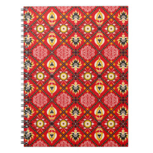 Caderno Espiral Azulejo majolica italiano. Bordados com flores e