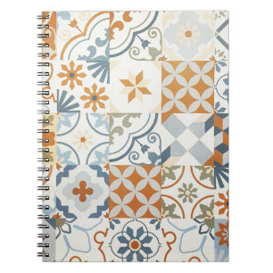 Caderno Espiral Azulejos Antigos: Padrão de Fundo Texturizado