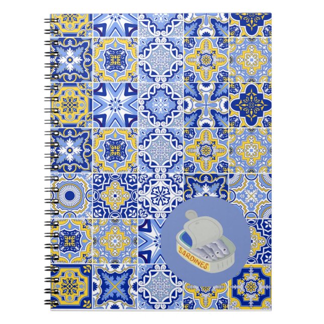 Caderno Espiral Azulejos azuis e sardos (Frente)