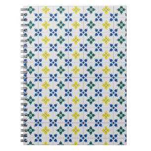 Caderno Espiral Azulejos bonito de Lisboa ou padrão azulejo