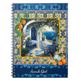 Caderno Espiral Azulejos de citrinos do Mediterrâneo siciliano