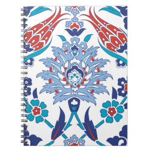Caderno Espiral Azulejos de Iznik Turcos: padrão de colheita.