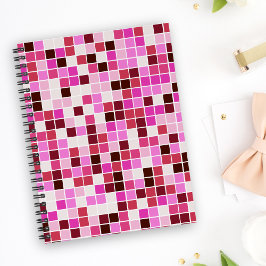 Caderno Espiral Azulejos de Piscina, Azulejos Mosaico Rosa, Padrão