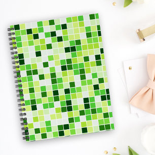 Caderno Espiral Azulejos de Piscina, Azulejos Mosaico Verde, Padrã