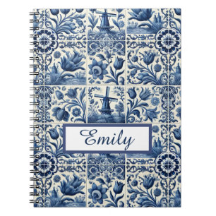 Caderno Espiral Azulejos Delft Elegantes Personalizados