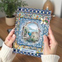 Azulejos Florais Italianos Azul de Verão Monograma