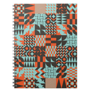 Caderno Espiral Azulejos geométricos mosaicos, padrão elegante sem