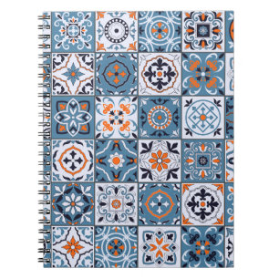 Caderno Espiral Azulejos marroquinos: Elegância sem costura Vintag