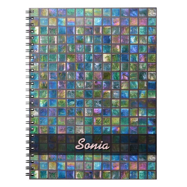Caderno Espiral Azulejos multicoloridos brilhantes cerâmicos algum (Frente)