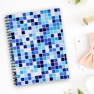 Caderno Espiral Azulejos piscinas, Azulejos Mosaicos Azuis, Padrão