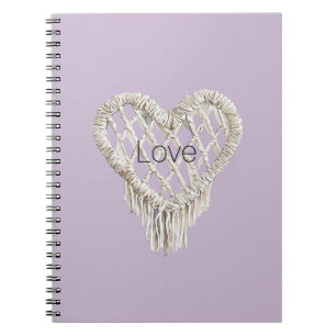 Caderno Espiral Babado de Coração Branco Lavanda