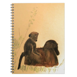 Caderno Espiral Babuínos da mãe & do bebê - primatas dos macaco