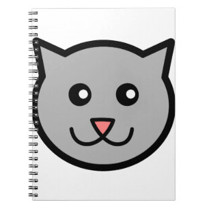 Caderno Espiral Baby Cat Face Cute Pet Smile Kitty Gray Cat