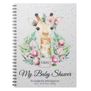 Caderno Espiral Baby Giraffe Boho Flores Mãe em Planejador