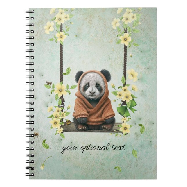 Caderno Espiral Baby Panda sobre o notebook Swing Spiral (Frente)