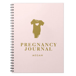 Caderno Espiral Baby Vest Diário de gravidez cor-de-rosa e Dourada