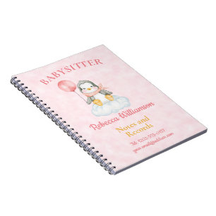 Caderno Espiral Babysitter Cute Penguin Notes and Record