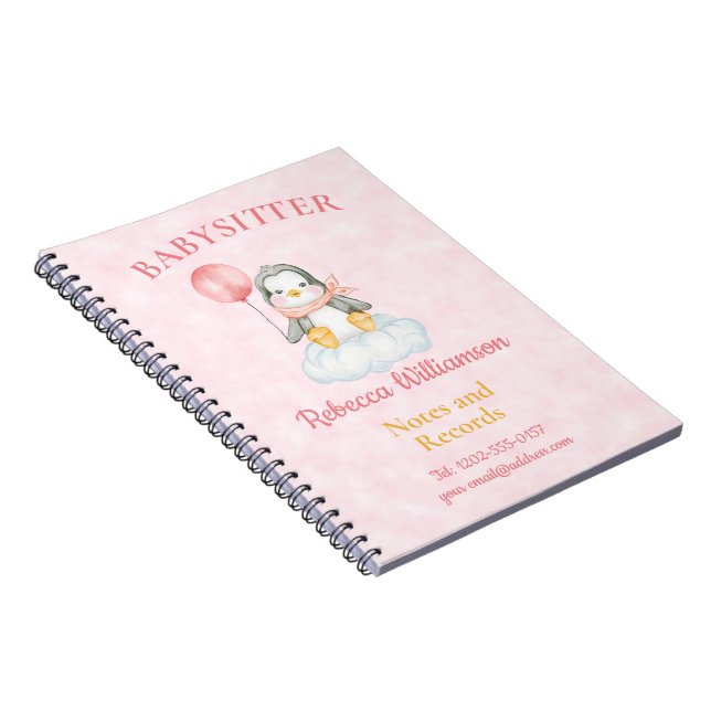 Caderno Espiral Babysitter Cute Penguin Notes and Record (Lado Direito)