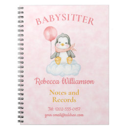 Caderno Espiral Babysitter Cute Penguin Notes and Record