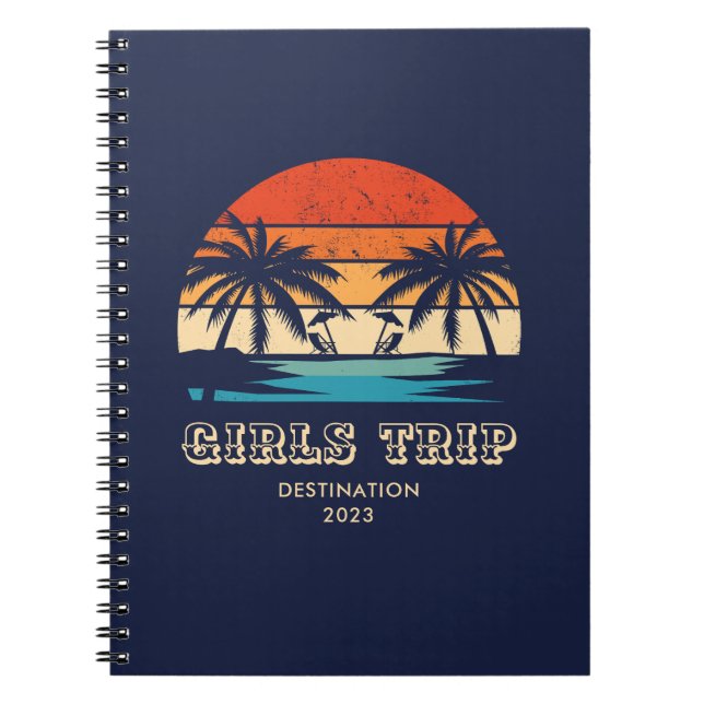 Caderno Espiral Bachelorette de Viagem das Meninas com Pôr do Sol  (Frente)