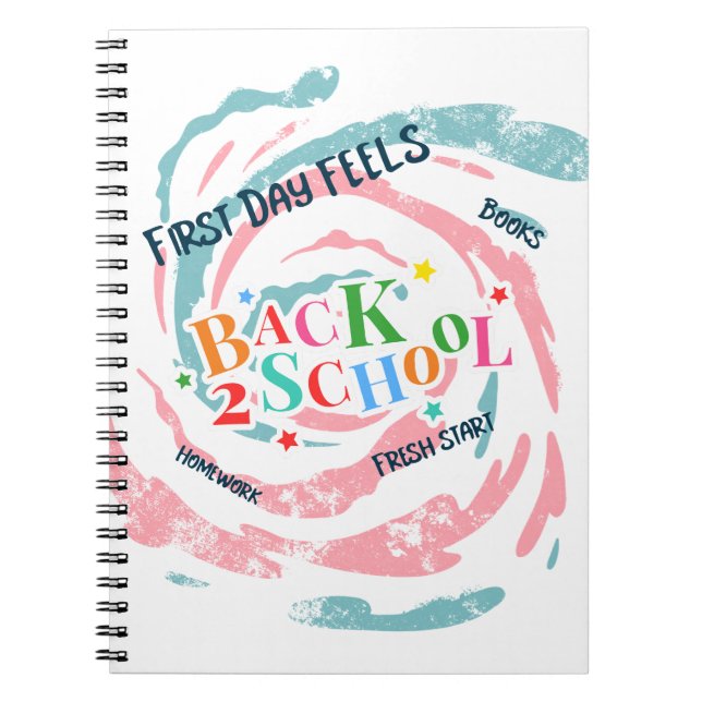 Caderno Espiral Back 2 School First Day Sente Livros Frescos (Frente)