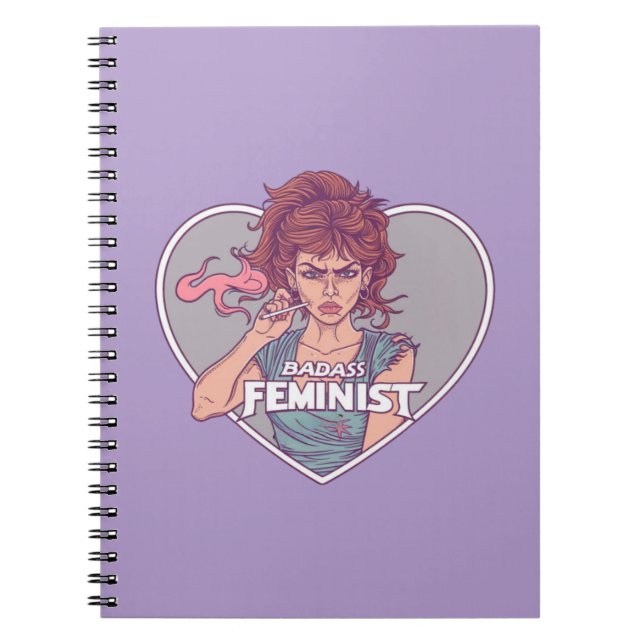 Caderno Espiral BADASS FEMINISTA, desenho animado (Frente)