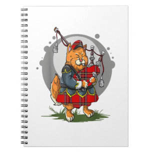 Caderno Espiral Bagpipe Cat Jogando Bagpipe Música Escocesa Kitten