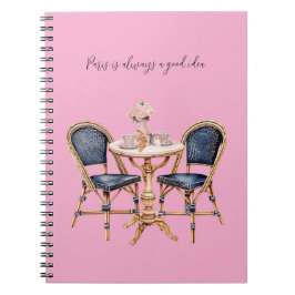 Caderno Espiral Baguetes de Mesa Pink Blue Paris