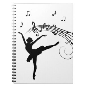 Caderno Espiral Bailarina Dançando com Notas Musicais