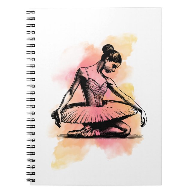 Caderno Espiral Bailarina Dançando em Cores  (Frente)