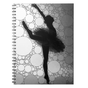 Caderno Espiral Bailarina Dançando Preto Branco Ballet