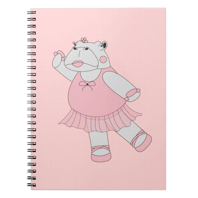 Caderno Espiral Bailarina Hipopótamo Rosa Claro illusima (Frente)