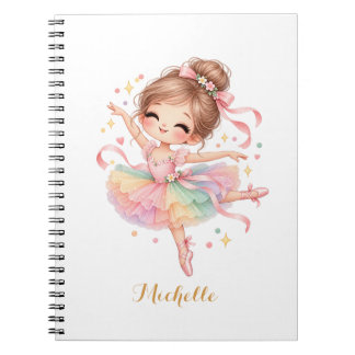 Caderno Espiral Bailarina Princesa Personalizada Fofa e Doce