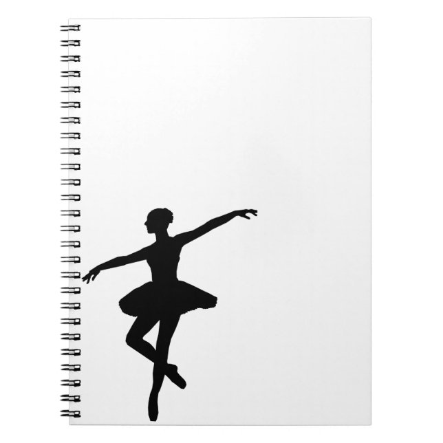 Caderno Espiral Bailarina Simples Preto Branco (Frente)