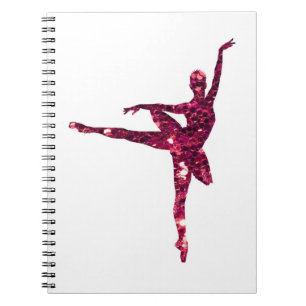 Caderno Espiral Bailarina Sparkly cor-de-rosa