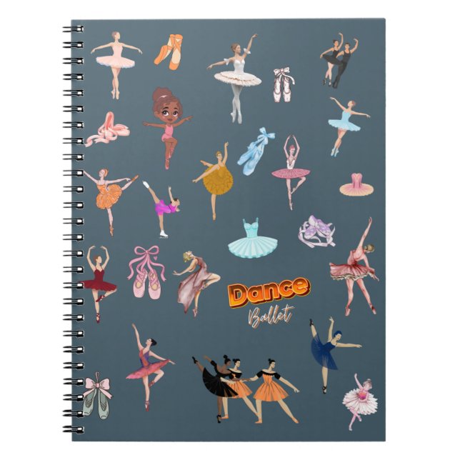 Caderno Espiral Bailarinos de Ballet Elegantes (Frente)