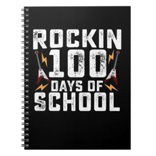 Caderno Espiral Balancando 100 Dias de Escola Rock Guitar Vintage